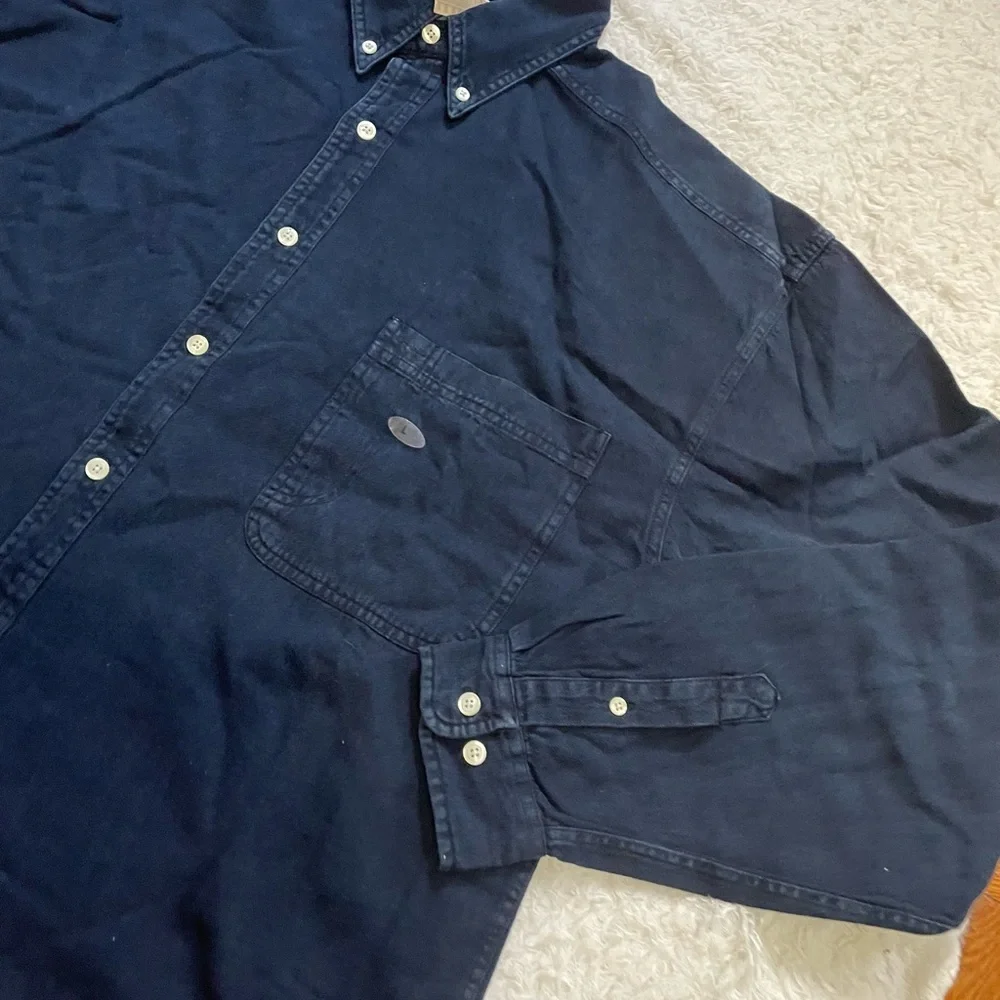 Men's Navy Blue Button-Down Shirt - Picture 3 of 13